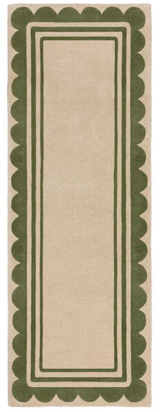 Flair Rugs, Ručně všívaný běhoun Lois Scallop Green, 80x230, zelená, chodba / předsíň