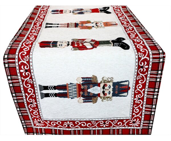 Vánoční gobelínový běhoun na stůl Louskáček Chenille IT035 Barva Béžová Rozměry 40x130 cm