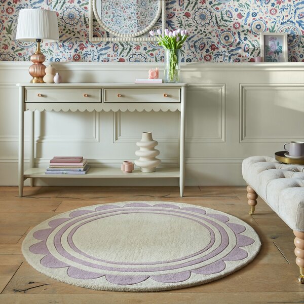 Flair Rugs, Ručně všívaný kusový koberec Lois Scallop Purple kruh, 120x120 (průměr) kruh, fialová, chodba / předsíň