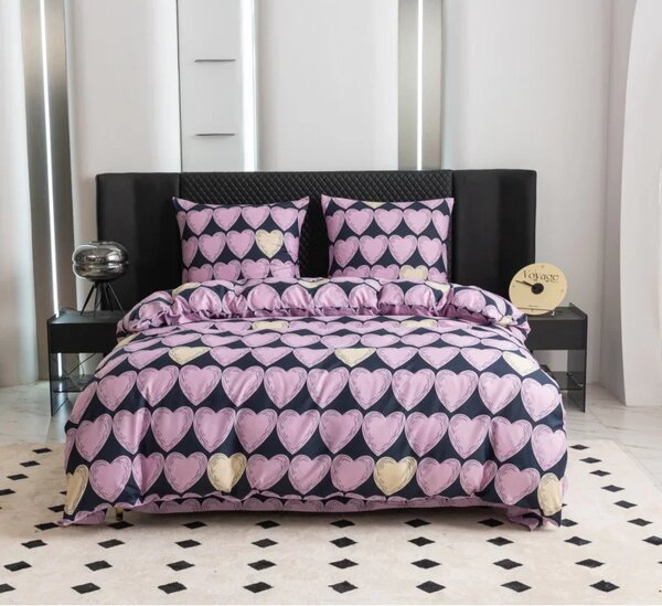Povlečení z mikrovlákna VIOLET HEARTS světle fialové Rozměr povlečení: 2 ks 70 x 80 cm | 160 x 200 cm
