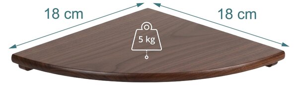 Omgoods – Nástěnná polička, rohová, z ořechového dřeva, minimalistický design, praktická, tmavě hnědá