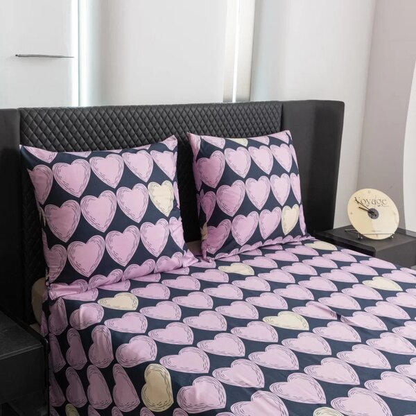 Povlečení z mikrovlákna VIOLET HEARTS světle fialové Rozměr povlečení: 2 ks 70 x 80 cm | 160 x 200 cm