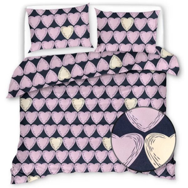 Povlečení z mikrovlákna VIOLET HEARTS světle fialové Rozměr povlečení: 2 ks 70 x 80 cm | 160 x 200 cm
