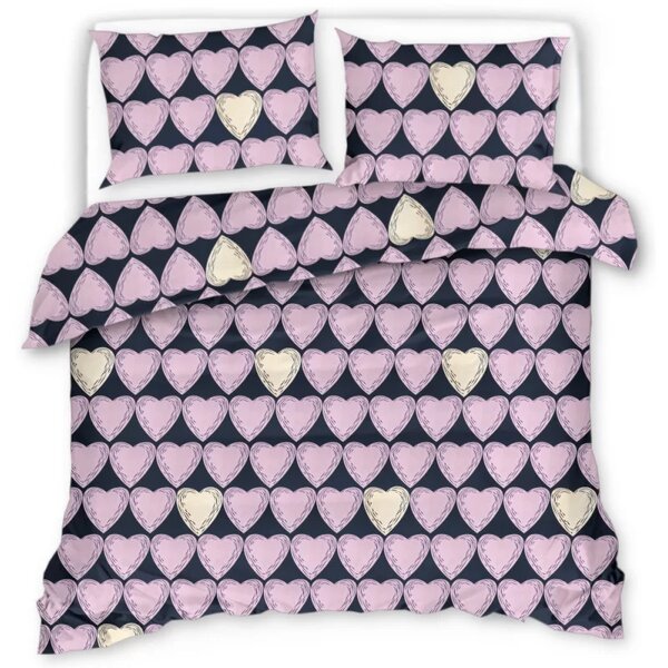 Povlečení z mikrovlákna VIOLET HEARTS světle fialové Rozměr povlečení: 2 ks 70 x 80 cm | 160 x 200 cm