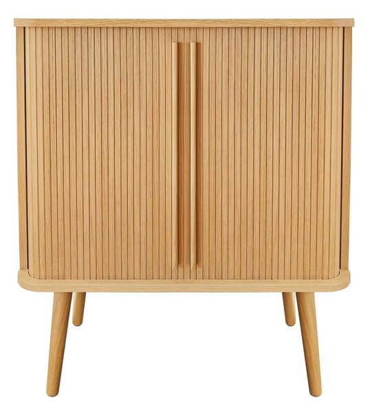 Vysoká komoda v dekoru dubu s posuvnými dveřmi v přírodní barvě 83x95 cm Rove – Woodman