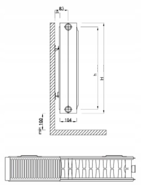 Invena Prov K22, panelový radiátor 550x700 mm s příslušenstvím 1179W a bočním připojením, bílá, INV-UG-91-557-A