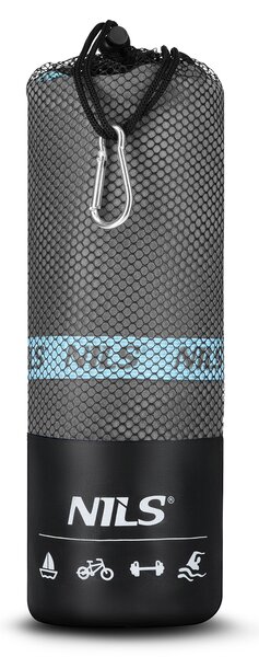 NCR13 TM.ŠEDÁ/MODRÁ RUČNÍK Z MIKROVLÁKNA NILS
