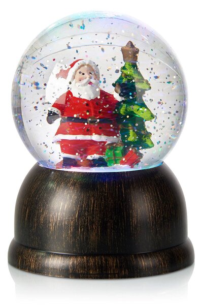 LED sněhová koule Max se Santa Clausem, bronz