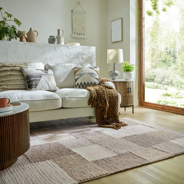 Flair Rugs, Ručně tkaný kusový koberec Minerals Patchwork Natural, 120x170, béžová, chodba / předsíň