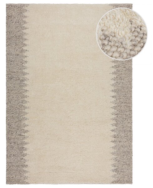 Flair Rugs, Ručně tkaný kusový koberec Minerals Border Natural, 160x230, béžová, chodba / předsíň