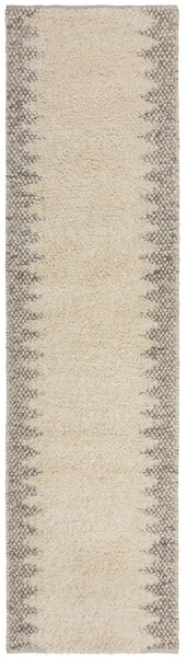 Flair Rugs, Ručně tkaný běhoun Minerals Border Natural, 60x230, béžová, chodba / předsíň