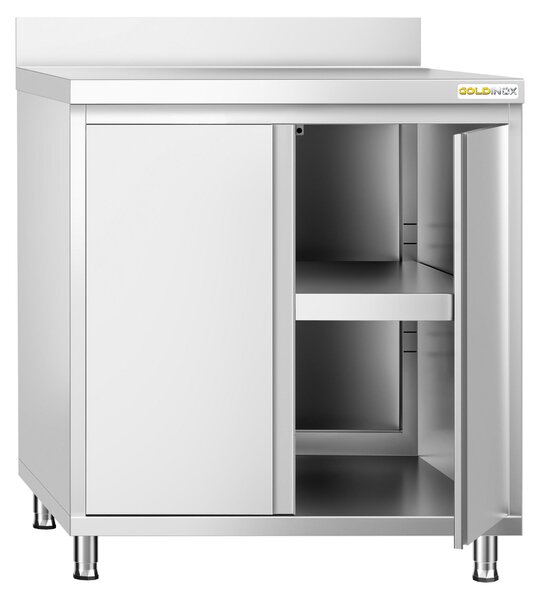 Nízká skříňka z nerezové oceli, rozměry 800 x 700 mm, bez zadové stěny, PREMIUM - GOLDINOX