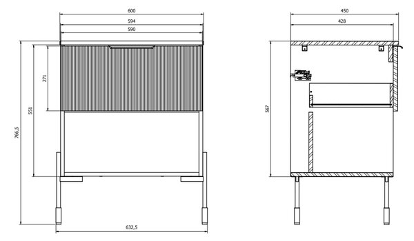 Cersanit Navado skříňka s deskou 60x45x56.7 cm pod umyvadlo závěsná cappuccino-béžová S1023-002