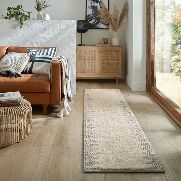 Flair Rugs, Ručně tkaný běhoun Minerals Border Natural, 60x230, béžová, chodba / předsíň