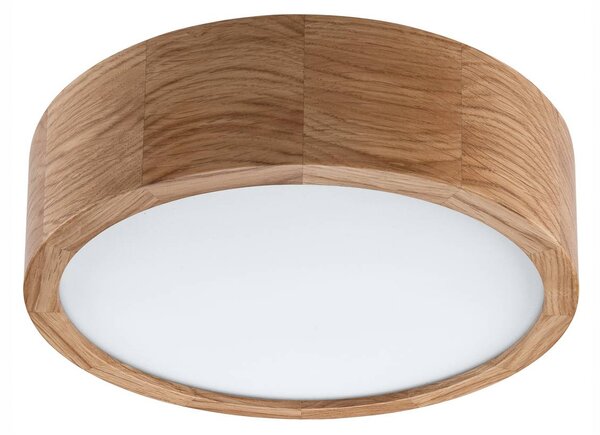 Envostar Stropní svítidlo Caspian, Ø 27 cm, IP54, dubové dřevo, stmívatelný, Světlé dřevo, Koupelna, Dřevo