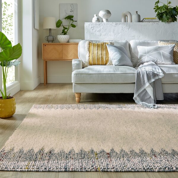 Flair Rugs, Ručně tkaný kusový koberec Minerals Border Black/White, 160x230, béžová, chodba / předsíň