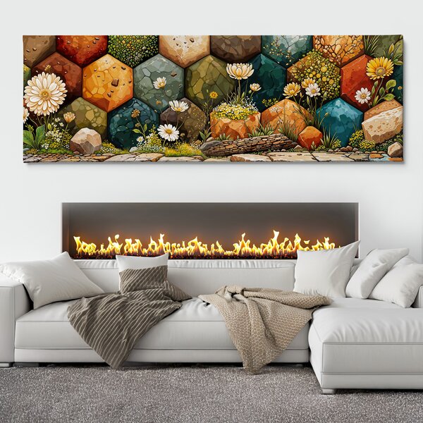 Obraz na plátně - Přírodní hexagon FeelHappy.cz Velikost obrazu (šířka x výška): 60 x 20 cm