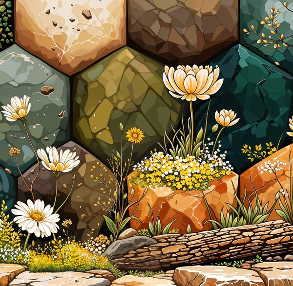 Obraz na plátně - Přírodní hexagon FeelHappy.cz Velikost obrazu (šířka x výška): 60 x 20 cm