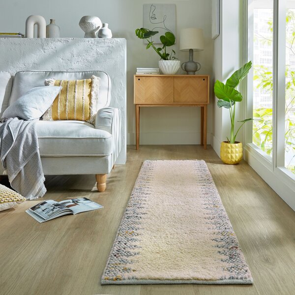 Flair Rugs, Ručně tkaný běhoun Minerals Border Black/White, 60x230, bílá, chodba / předsíň