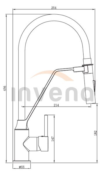 Invena Terra, kuchyňská baterie s elastickým ramenem, černá-chrom, INV-BZ-54-L04-D