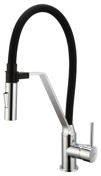 Invena Terra, kuchyňská baterie s elastickým ramenem, černá-chrom, INV-BZ-54-L04-D