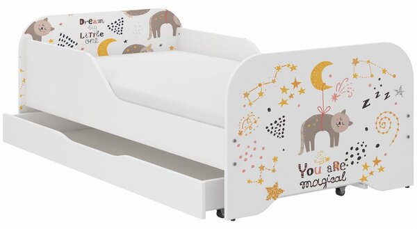 Dětská postel KIM - KOTĚ VE HVĚZDÁCH 140x70 cm + MATRACE