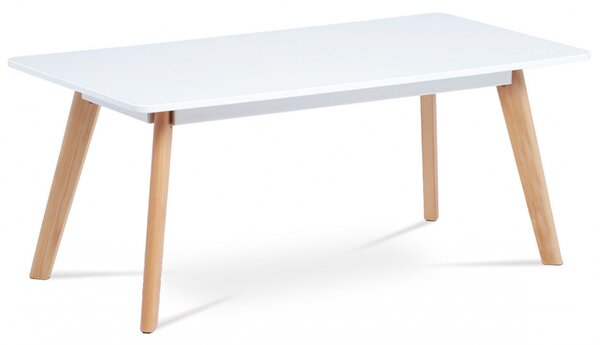 Konferenční stolek WAAT — 110x55x45 cm, bílá matná MDF, masiv buk