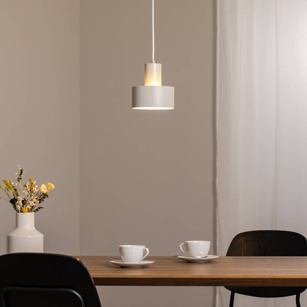 SIGMA Závěsné světlo Rif S, taupe, 1 žárovka, Ø 15 cm, ocel, stmívatelný, Krémová / jantar, Obývací pokoj / jídelna, kov, Moderní