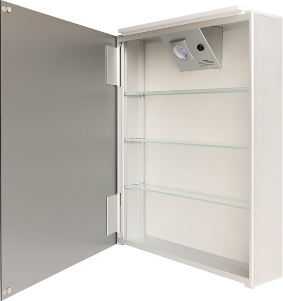 Koupelnová skříňka se zrcadlem a osvětlením TALOS Mirage 50x60 cm - vhodná do vlhkých prostor díky kvalitnímu hliníkovému korpusu - koupelnová zrcadlová skříňka