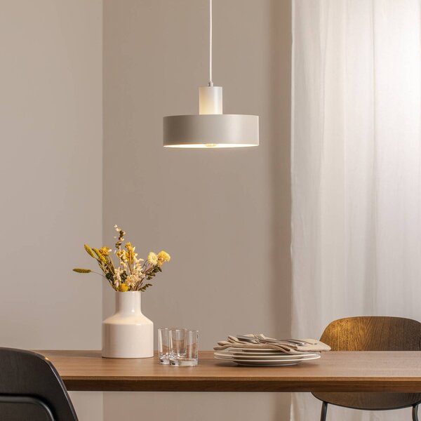 SIGMA Závěsné světlo Rif M, taupe, 1 žárovka, Ø 25 cm, ocel, stmívatelný, Krémová / jantar, Obývací pokoj / jídelna, kov, Moderní