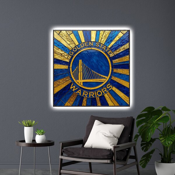 Svítící obraz Golden State Warriors - stylizované sklo