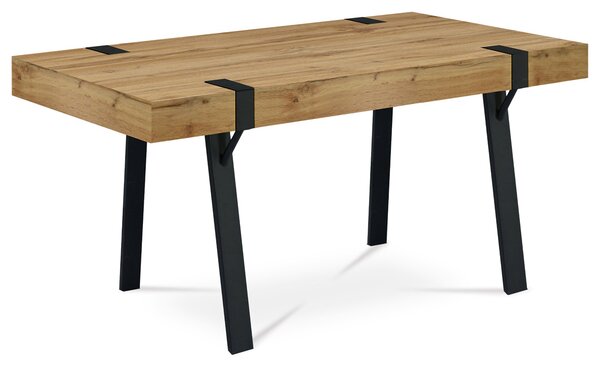 Autronic Jídelní stůl 150x90x75, MDF deska tl. 100 mm, 3D dekor divoký dub, kov černý mat