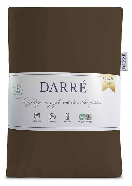 DARRÉ Perkálové bavlněné povlečení Jednobarevné - tmavě hnědé 2 Velikost: 140 x 200 + 70 x 90