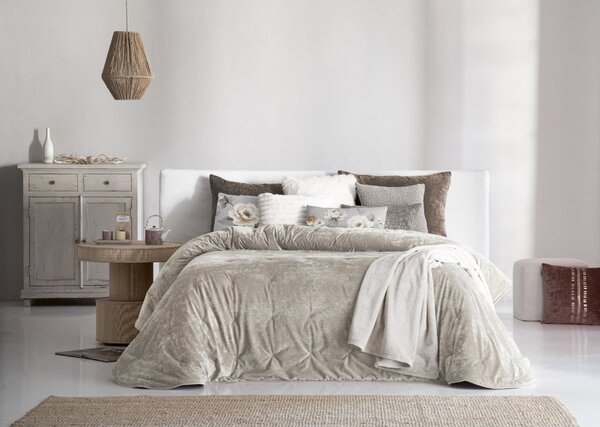 Textil Antilo Šedohnědý přehoz Mirabela Taupe, 250x270 cm, sada se 2 povlaky na polštáře