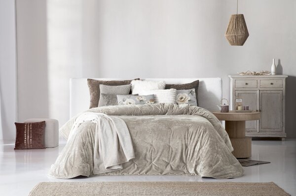Textil Antilo Šedohnědý přehoz Mirabela Taupe, 250x270 cm, sada se 2 povlaky na polštáře