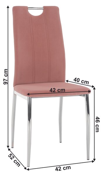 KONDELA Jídelní židle, růžová Velvet látka / chrom, OLIVA NEW