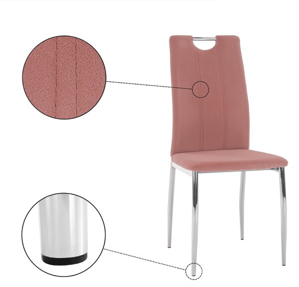 KONDELA Jídelní židle, růžová Velvet látka / chrom, OLIVA NEW
