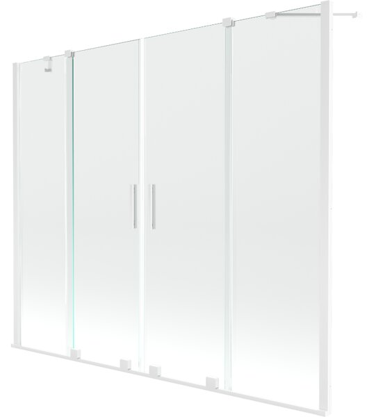 Mexen Velar Duo, 2-křídlová posuvná vanová zástěna 170 x 150 cm, 8mm čiré sklo, bílý profil, 896-170-000-02-20
