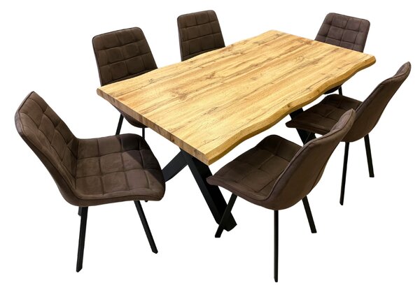 Vikio Jídelní set pro 6 osob 160x90 cm dub-hnědá VJS116-61H