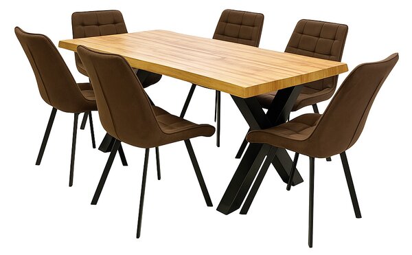 Vikio Jídelní set pro 6 osob 160x90 cm dub-hnědá VJS116-61H