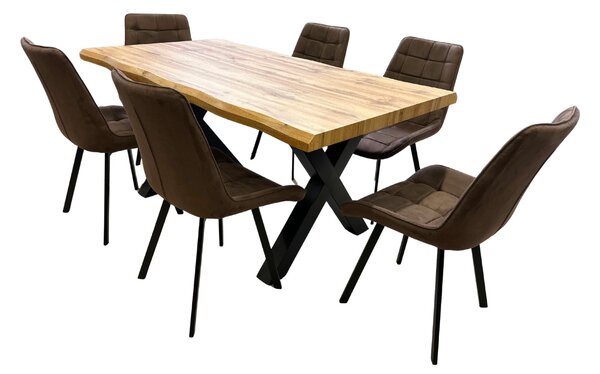 Vikio Jídelní set pro 6 osob 160x90 cm dub-hnědá VJS116-61H