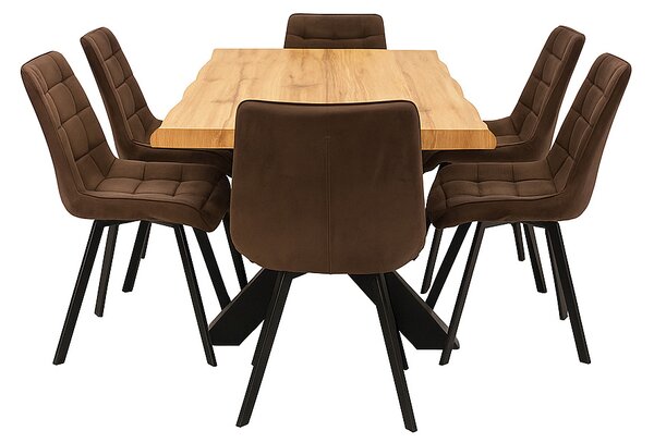Vikio Jídelní set pro 6 osob 160x90 cm dub-hnědá VJS116-61H