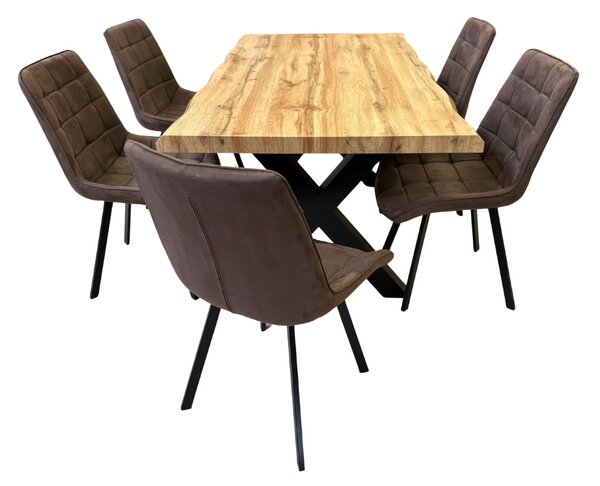 Vikio Jídelní set pro 6 osob 160x90 cm dub-hnědá VJS116-61H