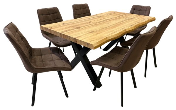 Vikio Jídelní set pro 6 osob 160x90 cm dub-hnědá VJS116-61H