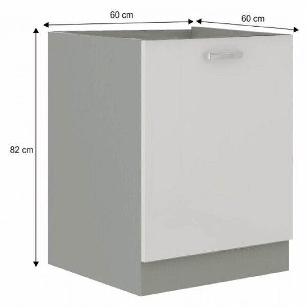 Dolní kuchyňská skříňka 60 D 1F BB Pleitton (lesk bílý)
