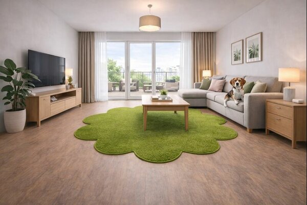 Vopi, Kusový koberec Eton zelený květina, 120x120 kytka, zelená