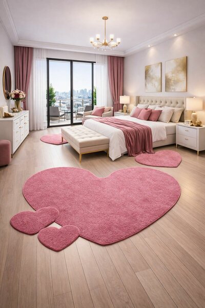 Vopi, Kusový koberec Eton růžový srdce, 100x120 srdce, růžová
