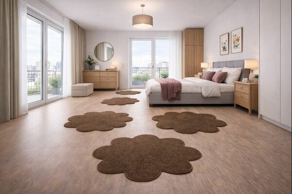 Vopi, Kusový koberec Eton hnědý květina, 120x120 kytka, hnědá, ložnice