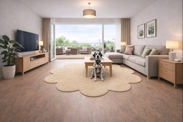 Vopi, Kusový koberec Eton béžový květina, 120x120 kytka, béžová