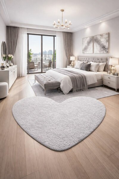 Vopi, Kusový koberec Eton šedý srdce, 100x120 srdce, šedá